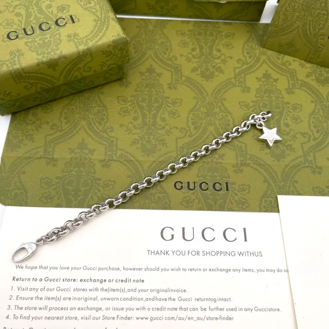 Gucci Star Charm Bracelet Silver-Tone Chain Bracelet 2