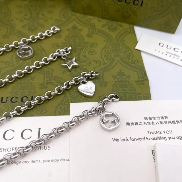 Gucci Star Charm Bracelet Silver-Tone Chain Bracelet 4