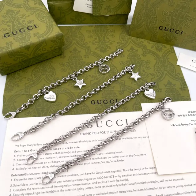 Gucci Star Charm Bracelet Silver-Tone Chain Bracelet 5