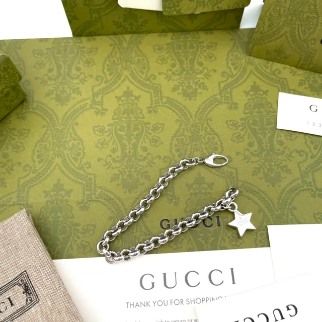 Gucci Star Charm Bracelet Silver-Tone Chain Bracelet 6