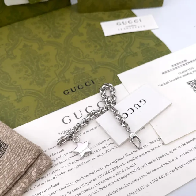Gucci Star Charm Bracelet Silver-Tone Chain Bracelet 8