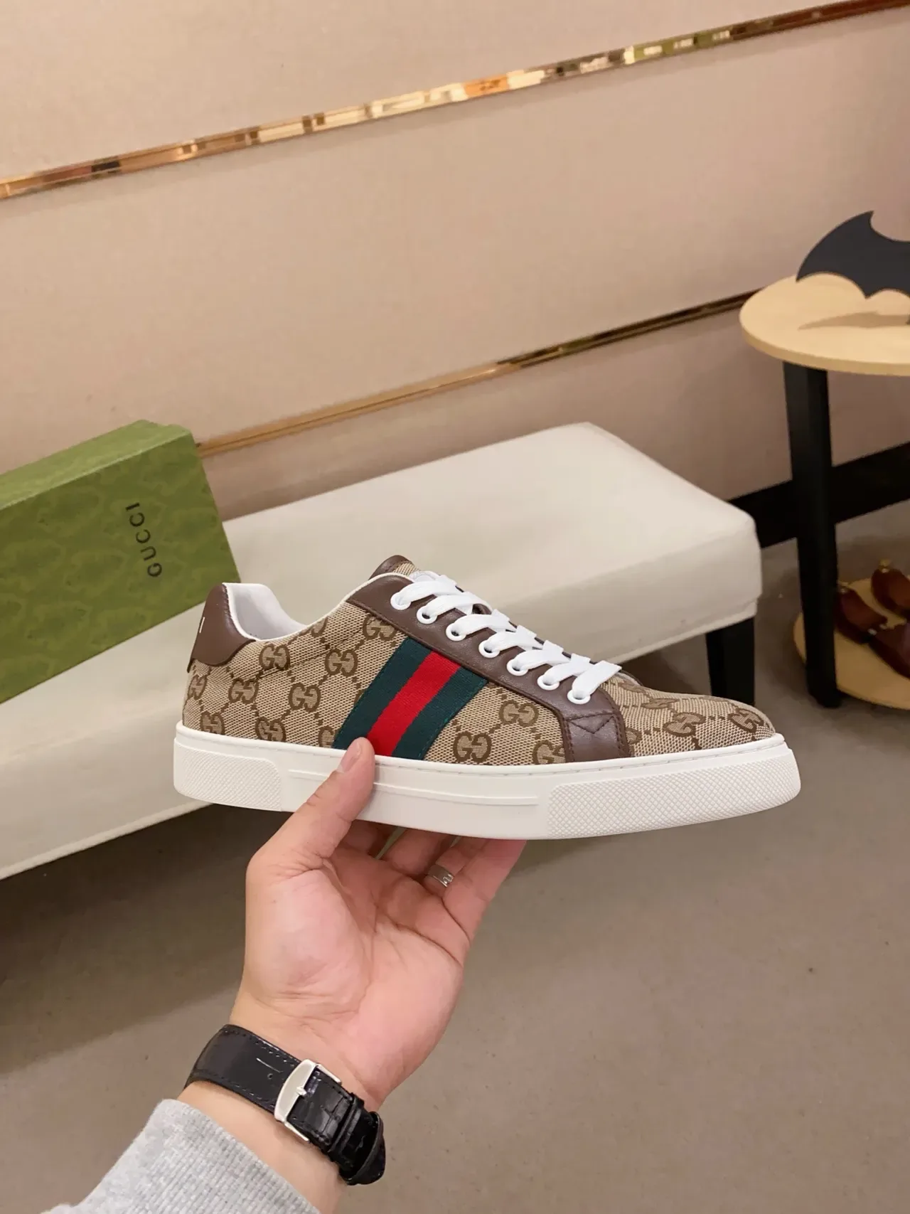 Gucci Tennis 1977 Beige Monogram Canvas Lifestyle Sneakers 4