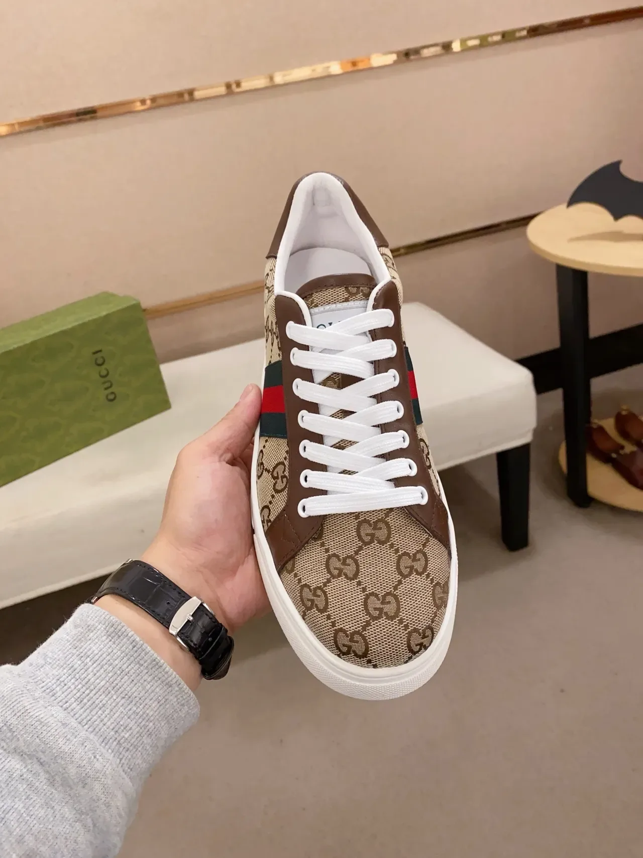 Gucci Tennis 1977 Beige Monogram Canvas Lifestyle Sneakers 5