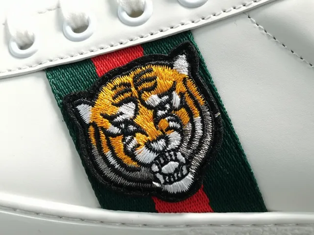 Gucci Tennis 1977 White Green Red Tiger Lifestyle Sneakers 6