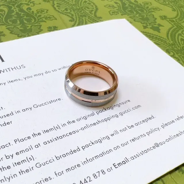 Gucci Two-Tone Polished Wide Band Ring 6