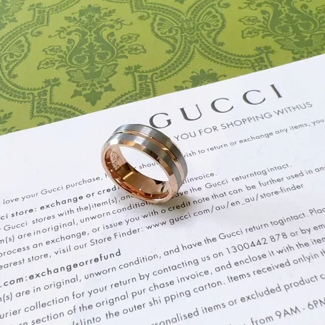 Gucci Two-Tone Polished Wide Band Ring 7