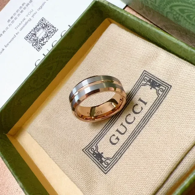 Gucci Two-Tone Polished Wide Band Ring 9