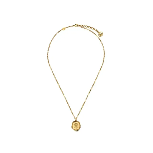 Gucci Pingente Selo de Cera Colar Tom Dourado 8