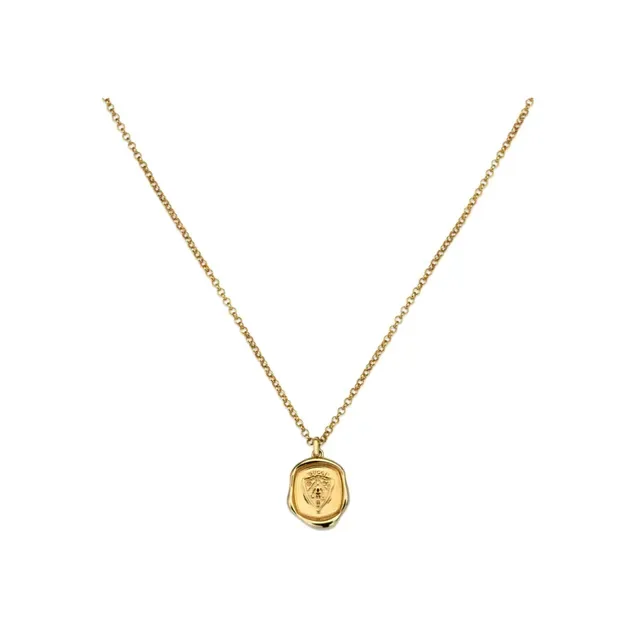 Gucci Pingente Selo de Cera Colar Tom Dourado 9