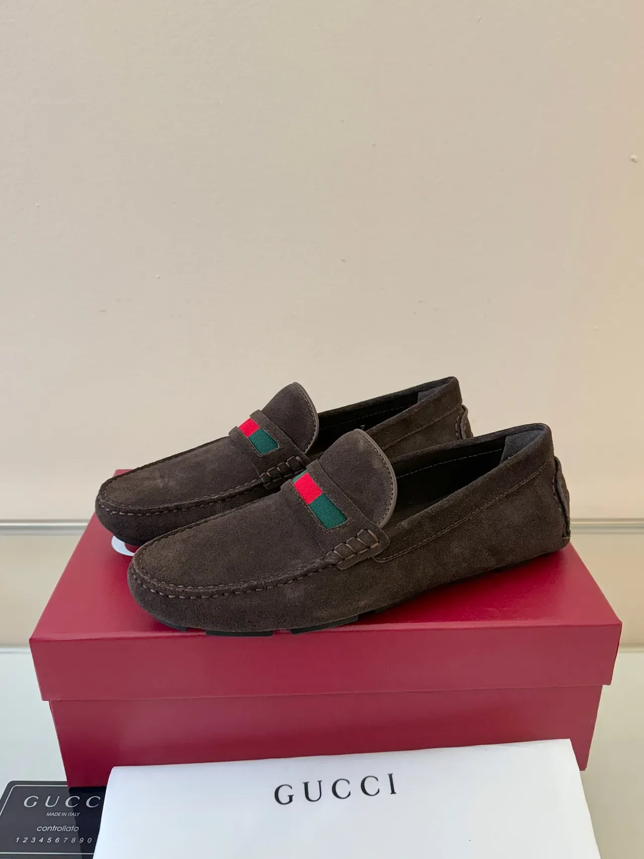 Gucci Web Loafer Brown Suede Loafers 2