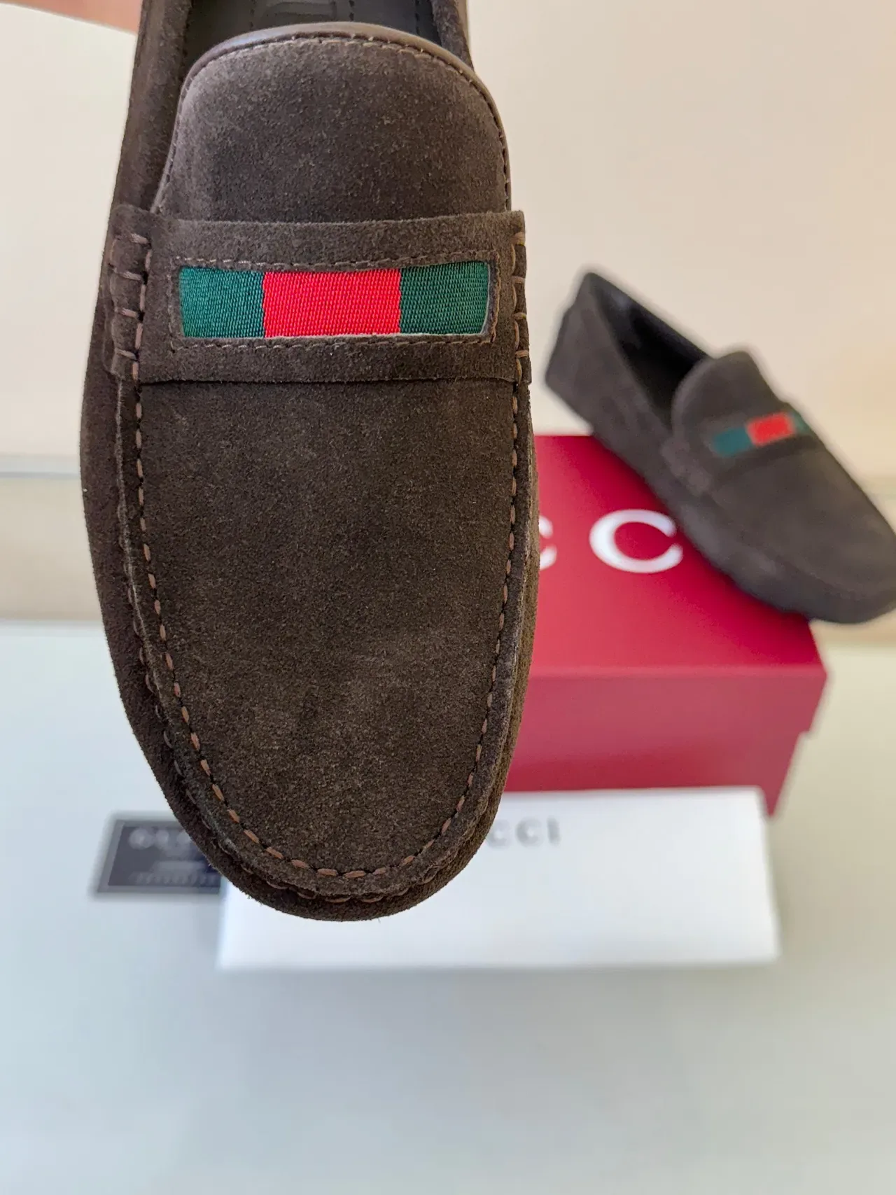 Gucci Web Loafer Brown Suede Loafers 3