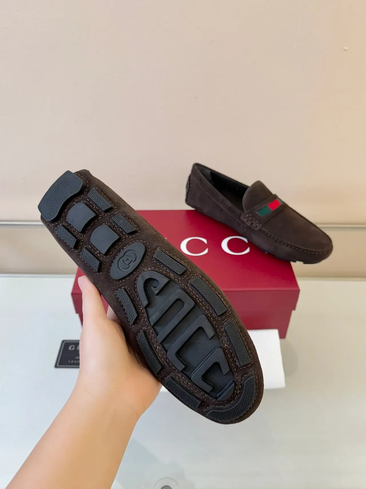 Gucci Web Loafer Brown Suede Loafers 5