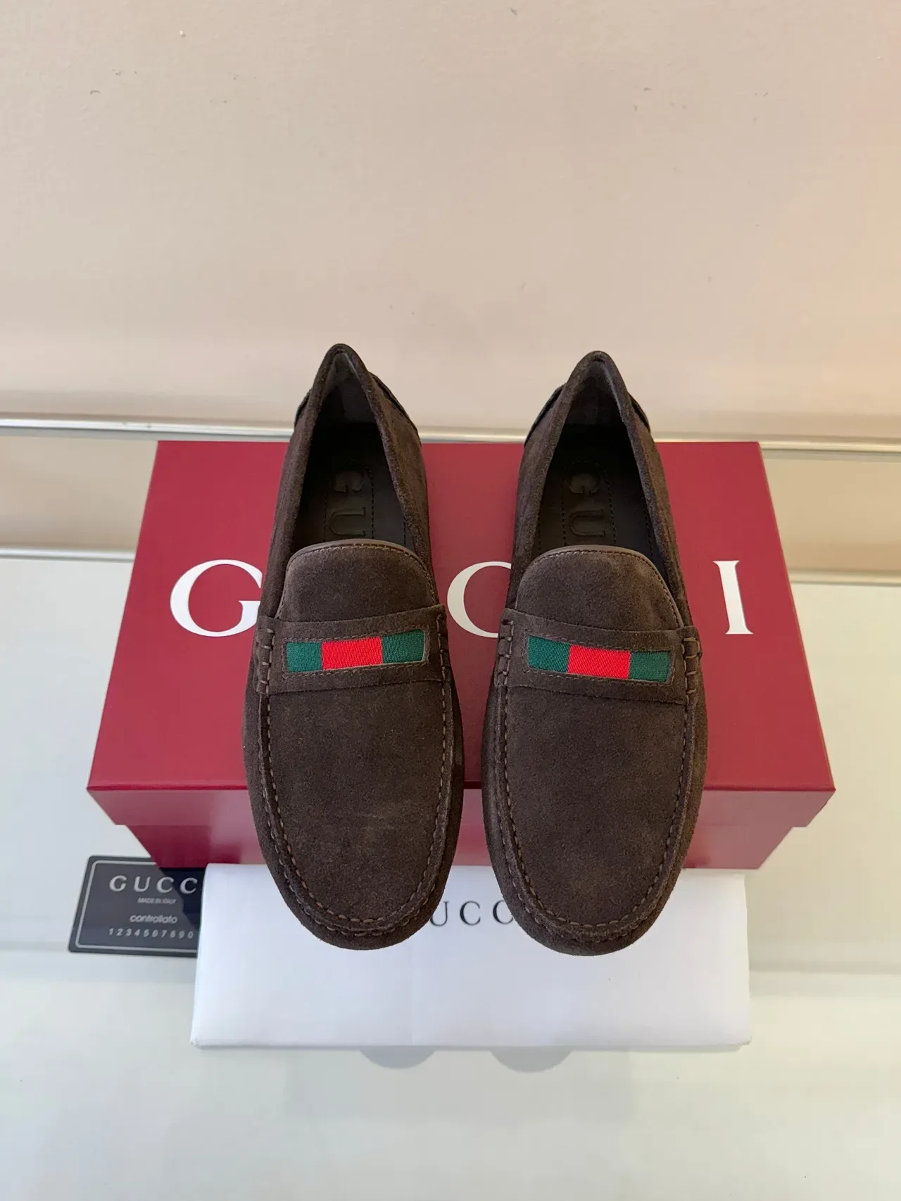 Gucci Web Loafer Brown Suede Loafers 6