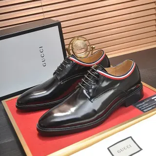 Gucci Web-Trimmed Black Oxford Shoes
