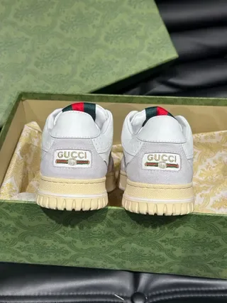 Gucci White Beige Monogram Canvas Web-Tongue Detail Lifestyle Sneakers 8