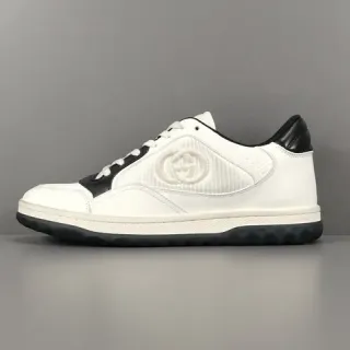 Gucci White Black Low-Top Leather-Mesh Hybrid Lifestyle Sneakers