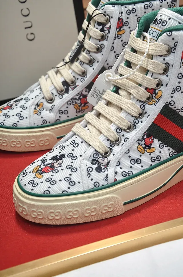 Gucci أحذية رياضية أبيض متعدد الألوان عالية الكعب كانفاس أسلوب حياة 3