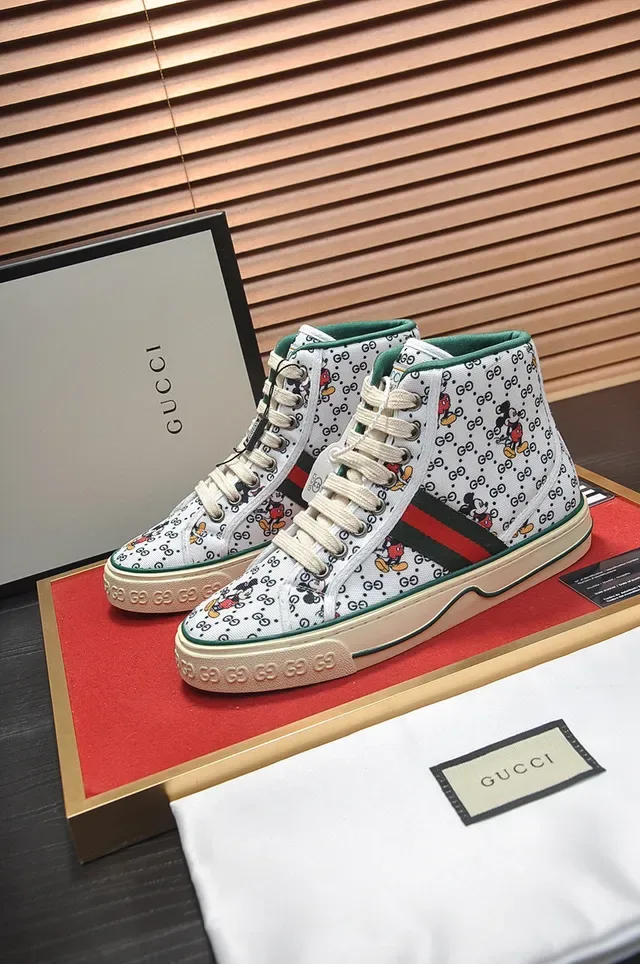 Gucci أحذية رياضية أبيض متعدد الألوان عالية الكعب كانفاس أسلوب حياة 7