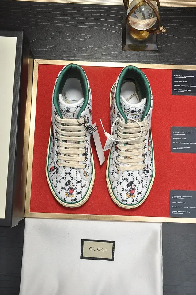 Gucci أحذية رياضية أبيض متعدد الألوان عالية الكعب كانفاس أسلوب حياة 9