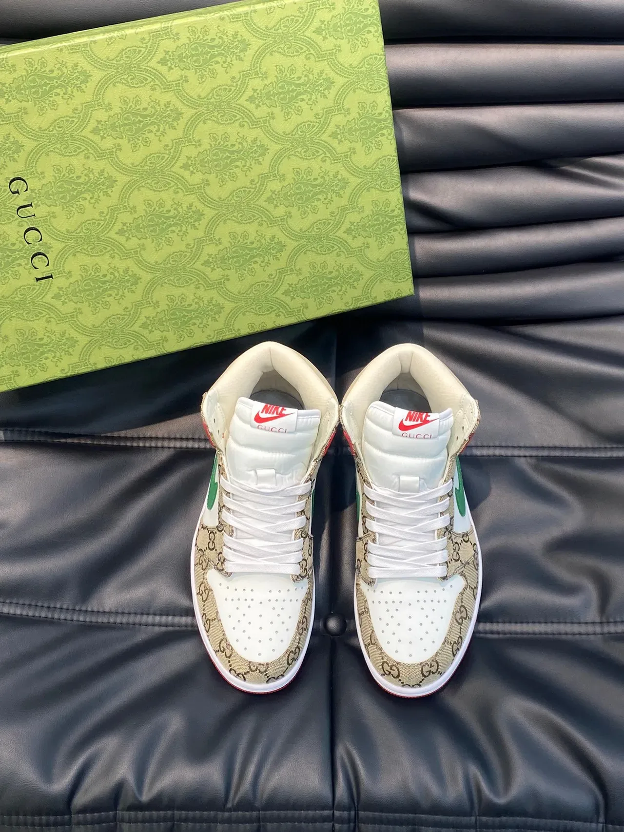 Gucci x Nike Air Jordan 1 Monogram Canvas Vert Rouge Blanc Chaussures Lifestyle 2