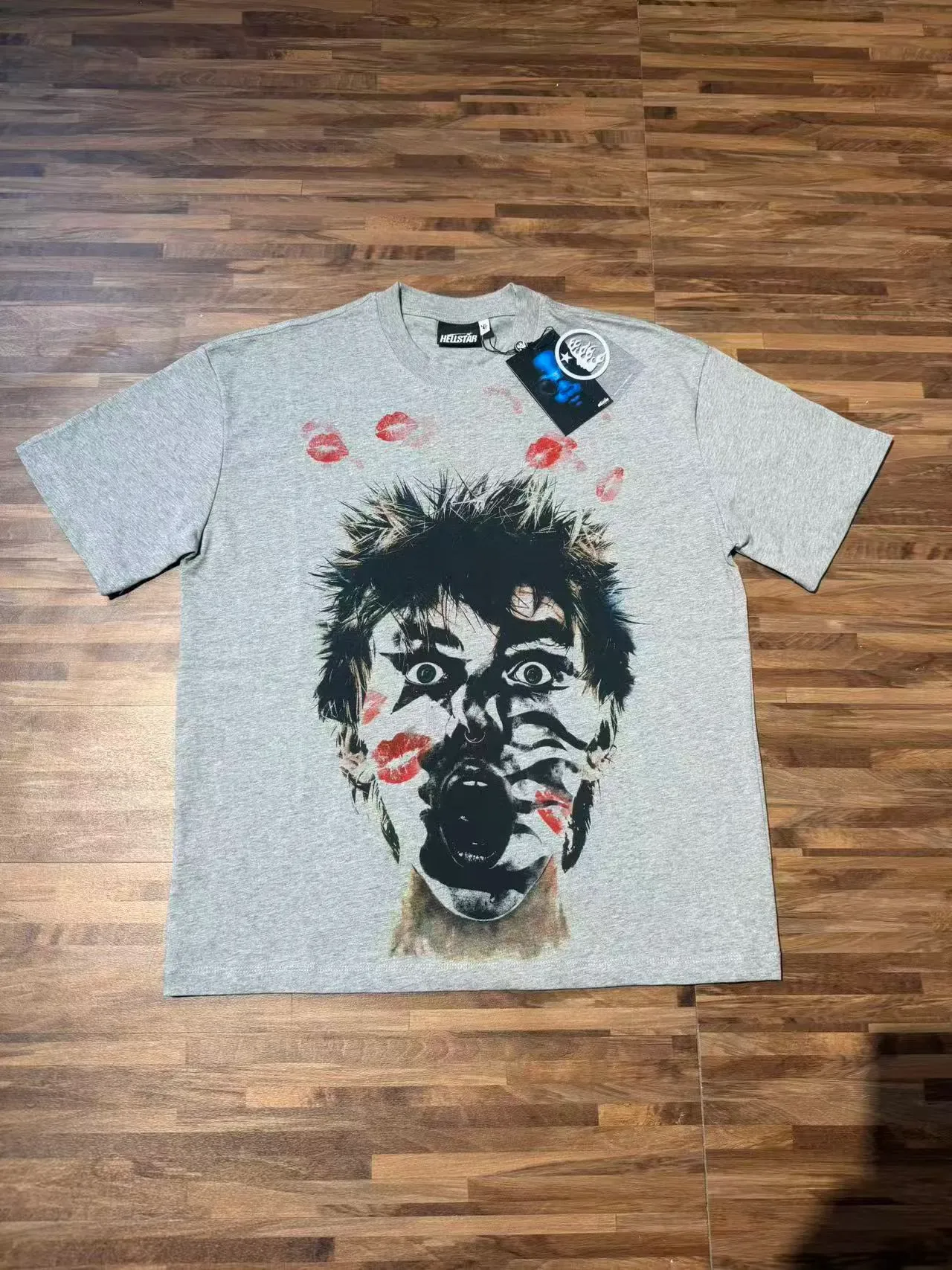 Hellstar Graphic Print Distorted Face Kiss Mark T-Shirt 3