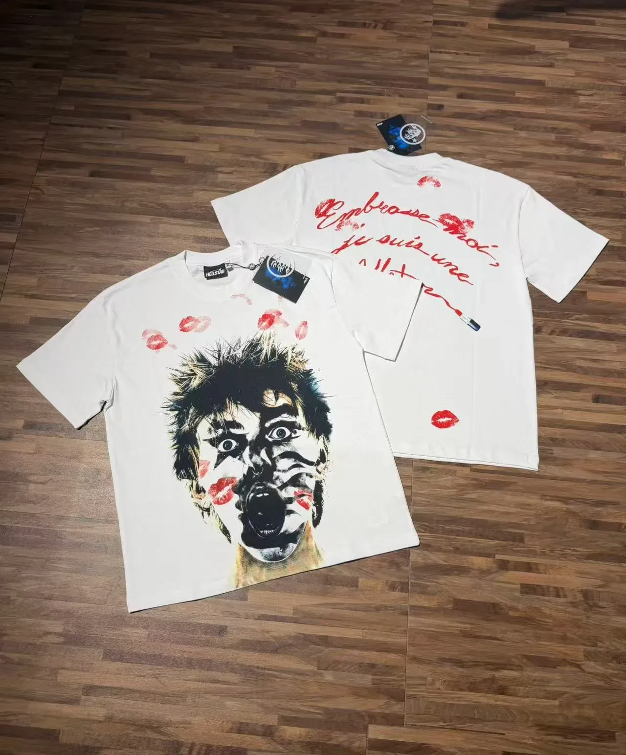 Hellstar Graphic Print Distorted Face Kiss Mark T-Shirt 5