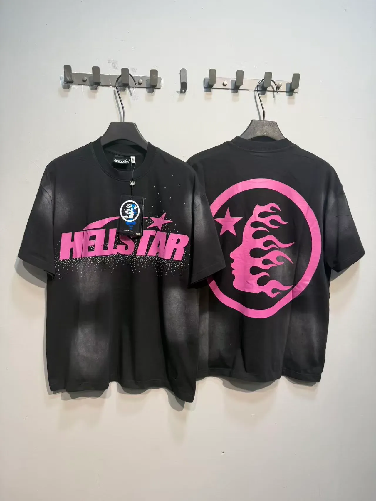 Hellstar Graphic Star Logo Black Gradient Fade Oversized T-Shirt 2