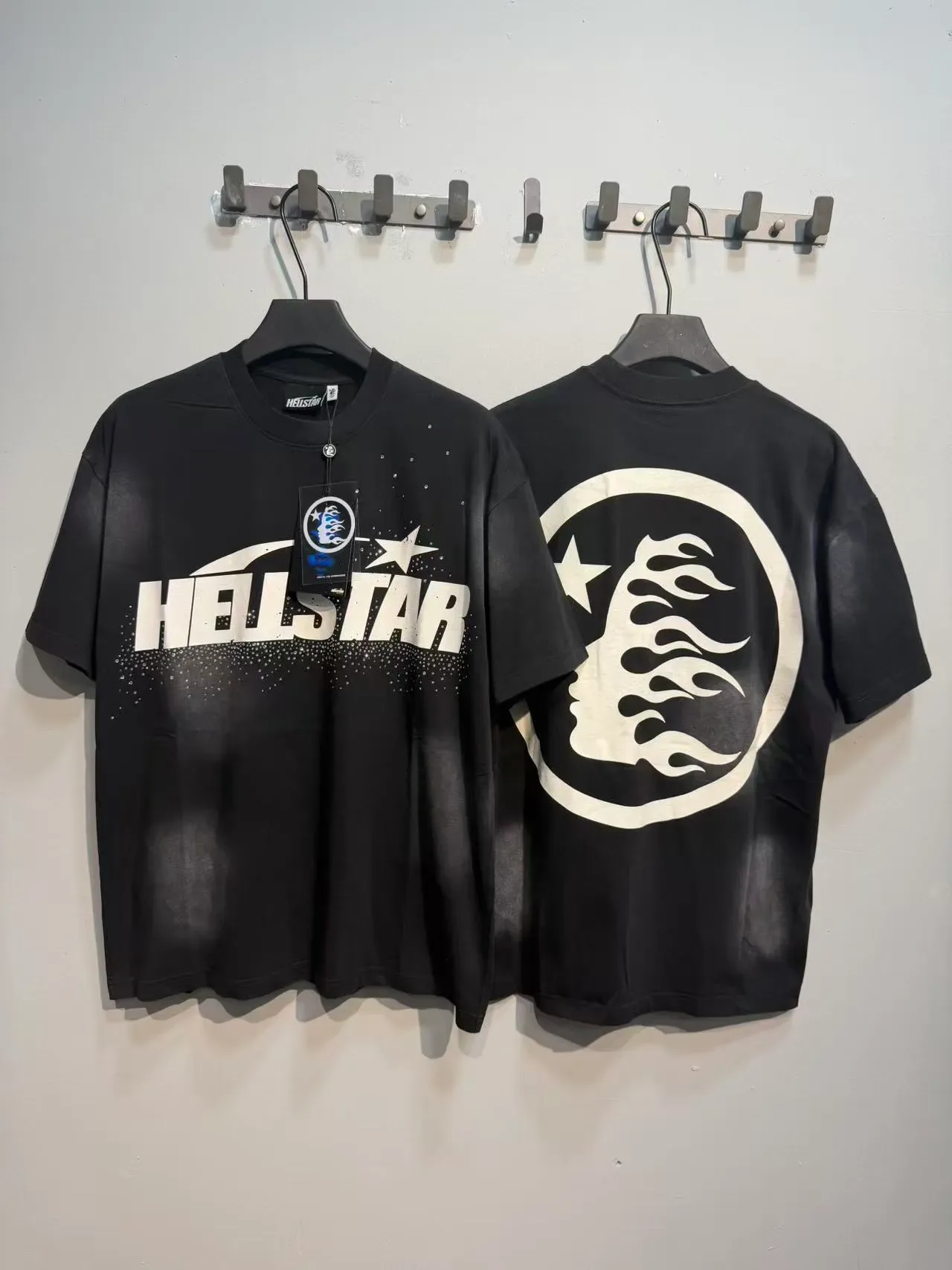 Hellstar Graphic Star Logo Black Gradient Fade Oversized T-Shirt 5