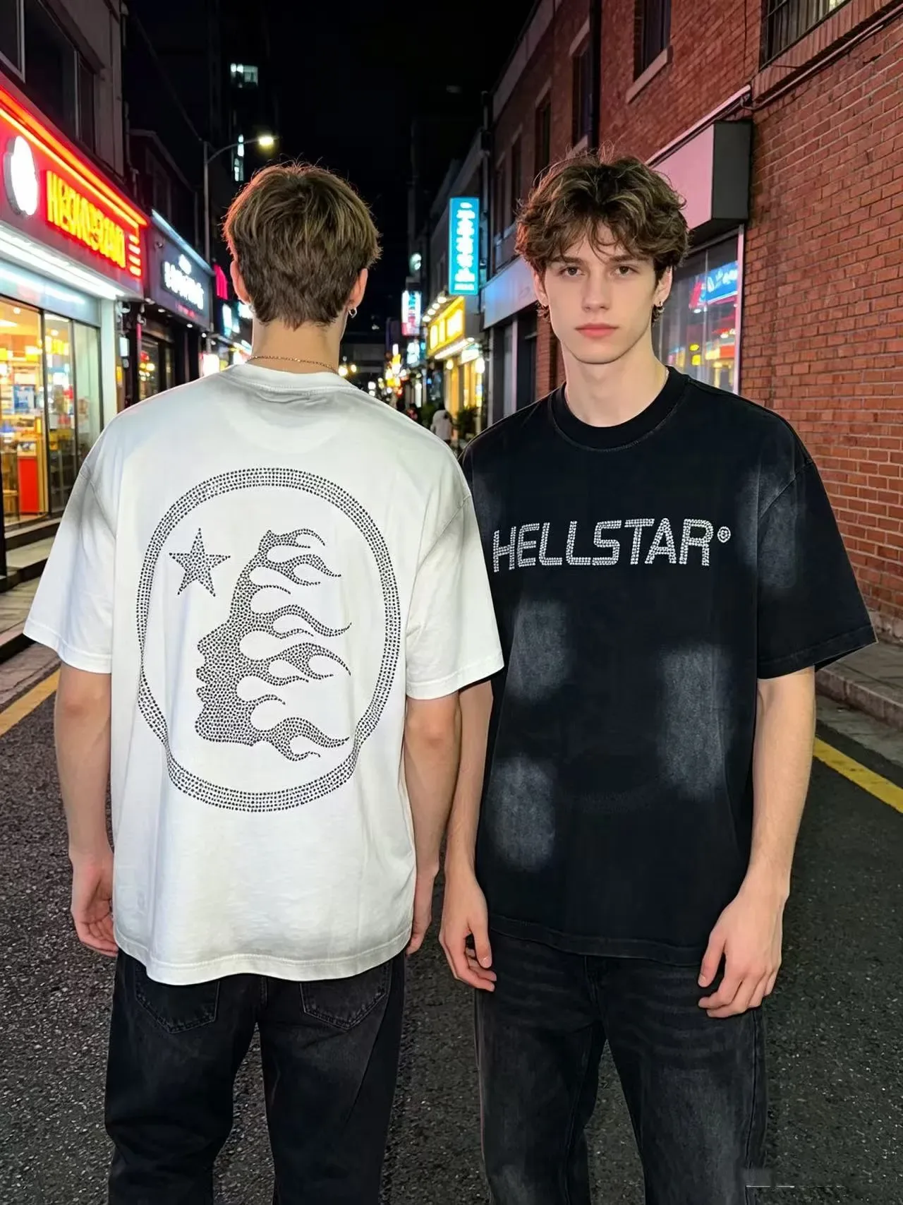 Hellstar Rhinestone Logo Oversized Crew Neck T-Shirt 2
