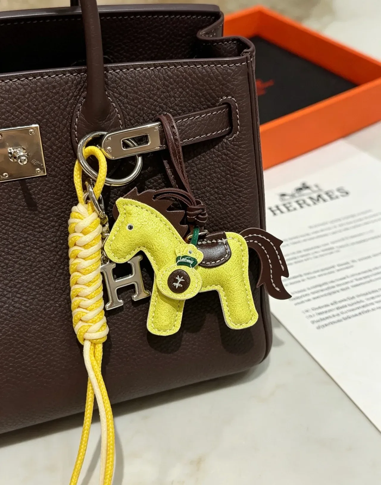Hermès Beige Yellow Structured Leather Top-Handle Handbag 8