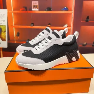 Hermès Black Gray Sculpted Ridged Midsole Mesh Upper Lifestyle Sneakers
