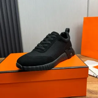 Hermès Black Textile-Suede Hybrid Sneaker