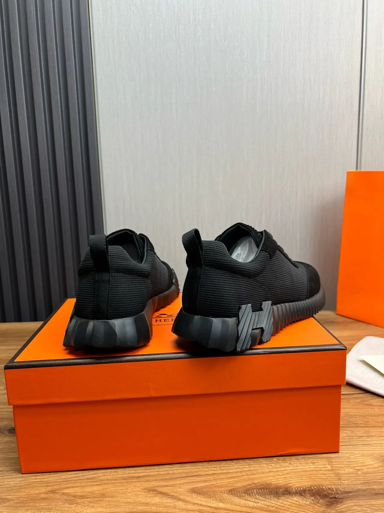 Hermès Black Textile-Suede Hybrid Sneaker 4