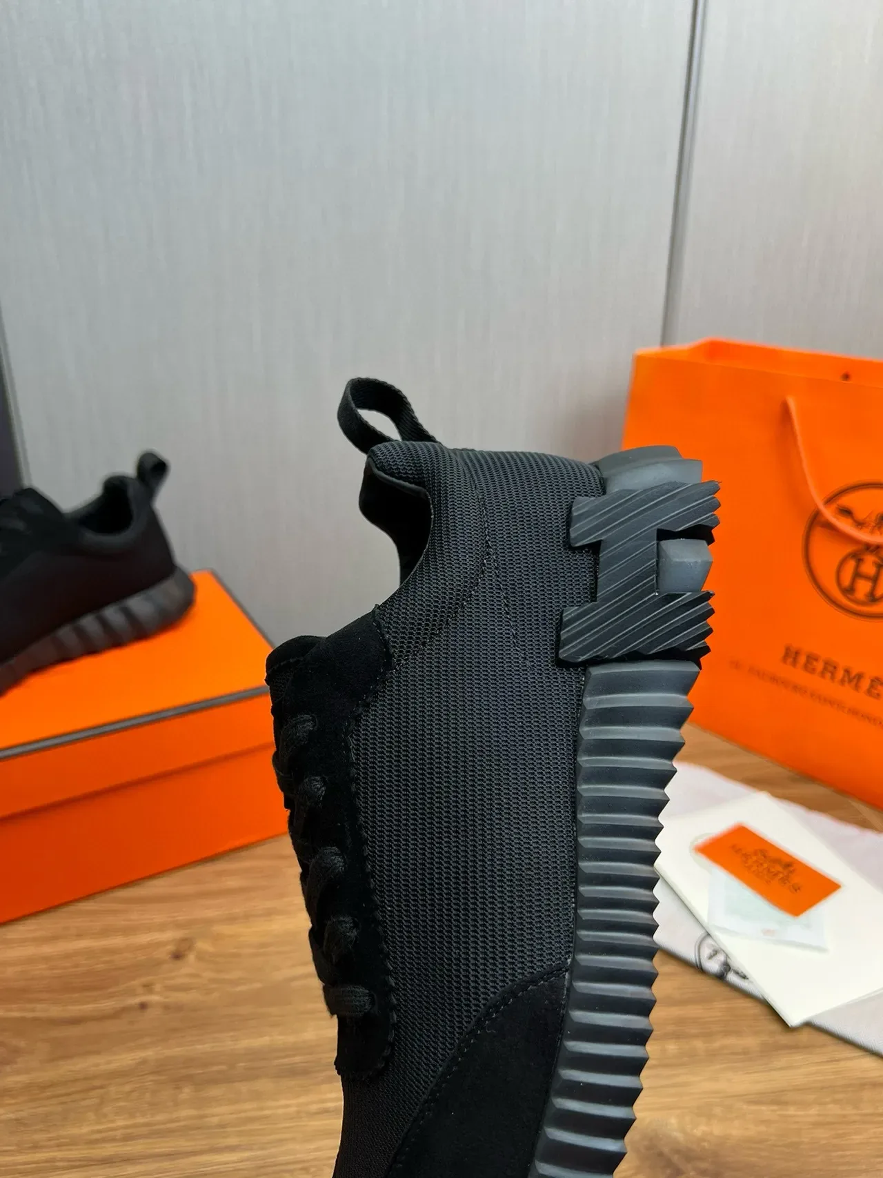 Hermès Black Textile-Suede Hybrid Sneaker 7