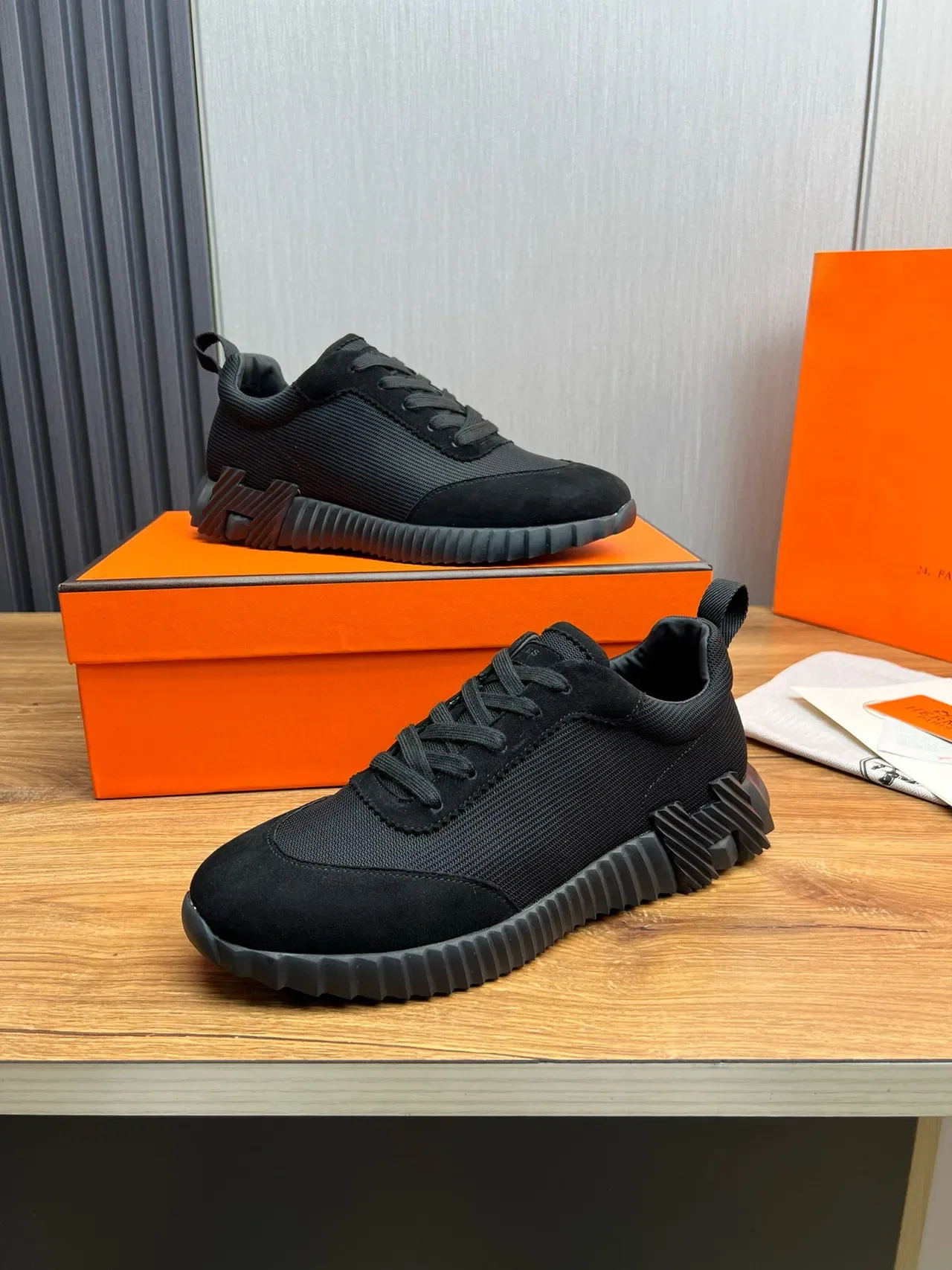 Hermès Black Textile-Suede Hybrid Sneaker 10