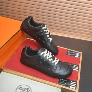 Hermès Black White Leather Upper Laces Lifestyle Sneakers