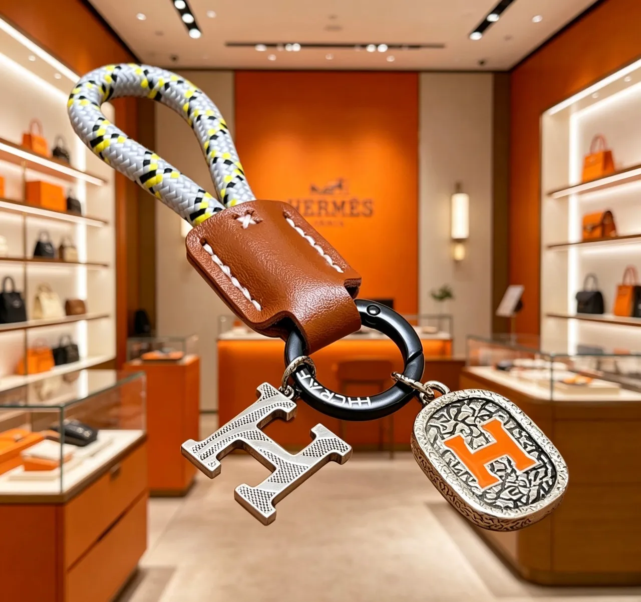 Hermès বাদামী কমলা কাঠামোগত চামড়ার স্যাচেল টপ-হ্যান্ডেল হ্যান্ডব্যাগ 2