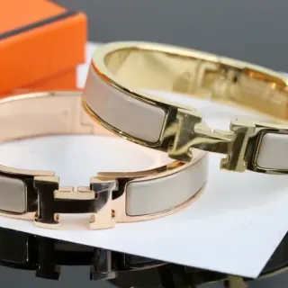 Hermès Clic H Enamel and Gold-Tone Hinged Bracelet