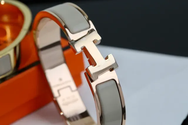 Hermès Clic H Enamel and Gold-Tone Hinged Bracelet 2