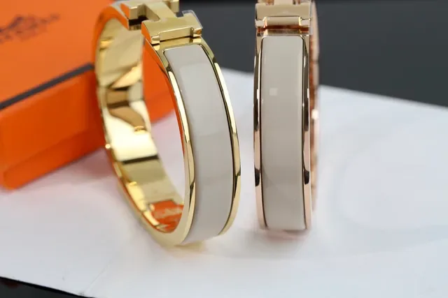 Hermès Clic H Enamel and Gold-Tone Hinged Bracelet 5