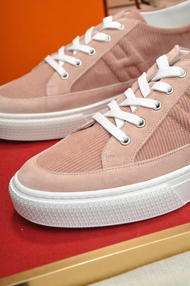 Hermès Dusty Pink Corduroy Low-Top Lifestyle Sneakers 3