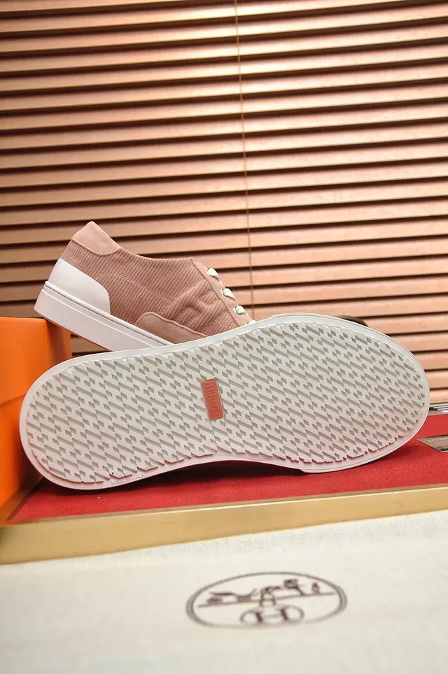 Hermès Dusty Pink Corduroy Low-Top Lifestyle Sneakers 4