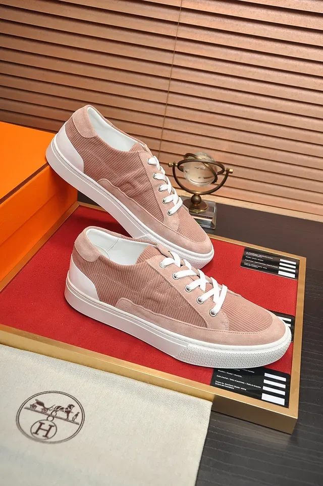 Hermès Dusty Pink Corduroy Low-Top Lifestyle Sneakers 5