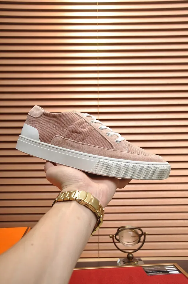 Hermès Dusty Pink Corduroy Low-Top Lifestyle Sneakers 7