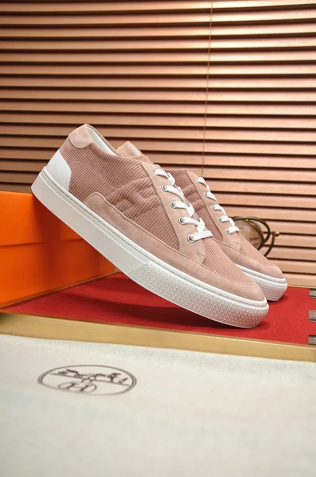 Hermès Dusty Pink Corduroy Low-Top Lifestyle Sneakers 8