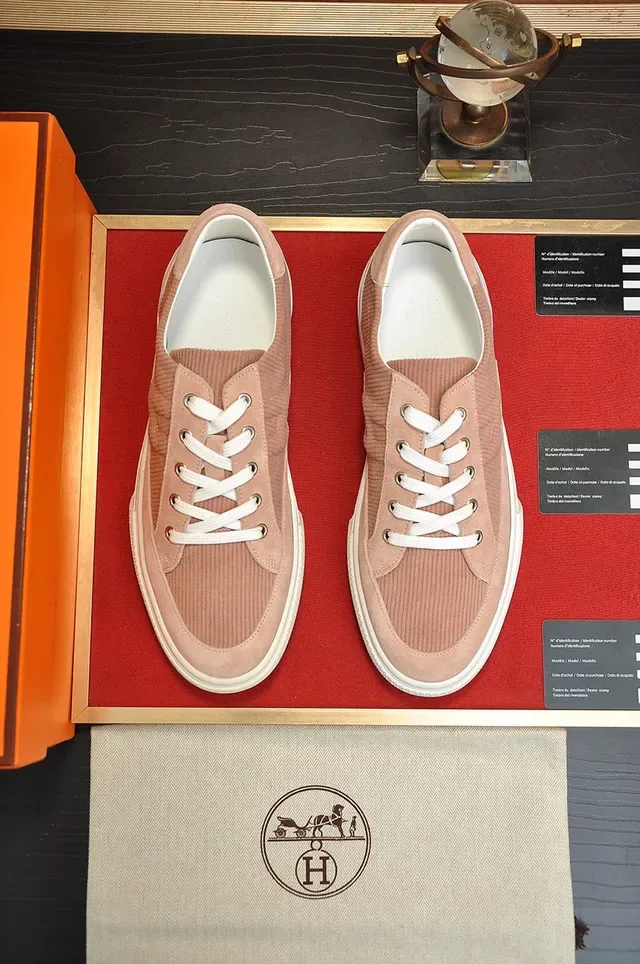 Hermès Dusty Pink Corduroy Low-Top Lifestyle Sneakers 9