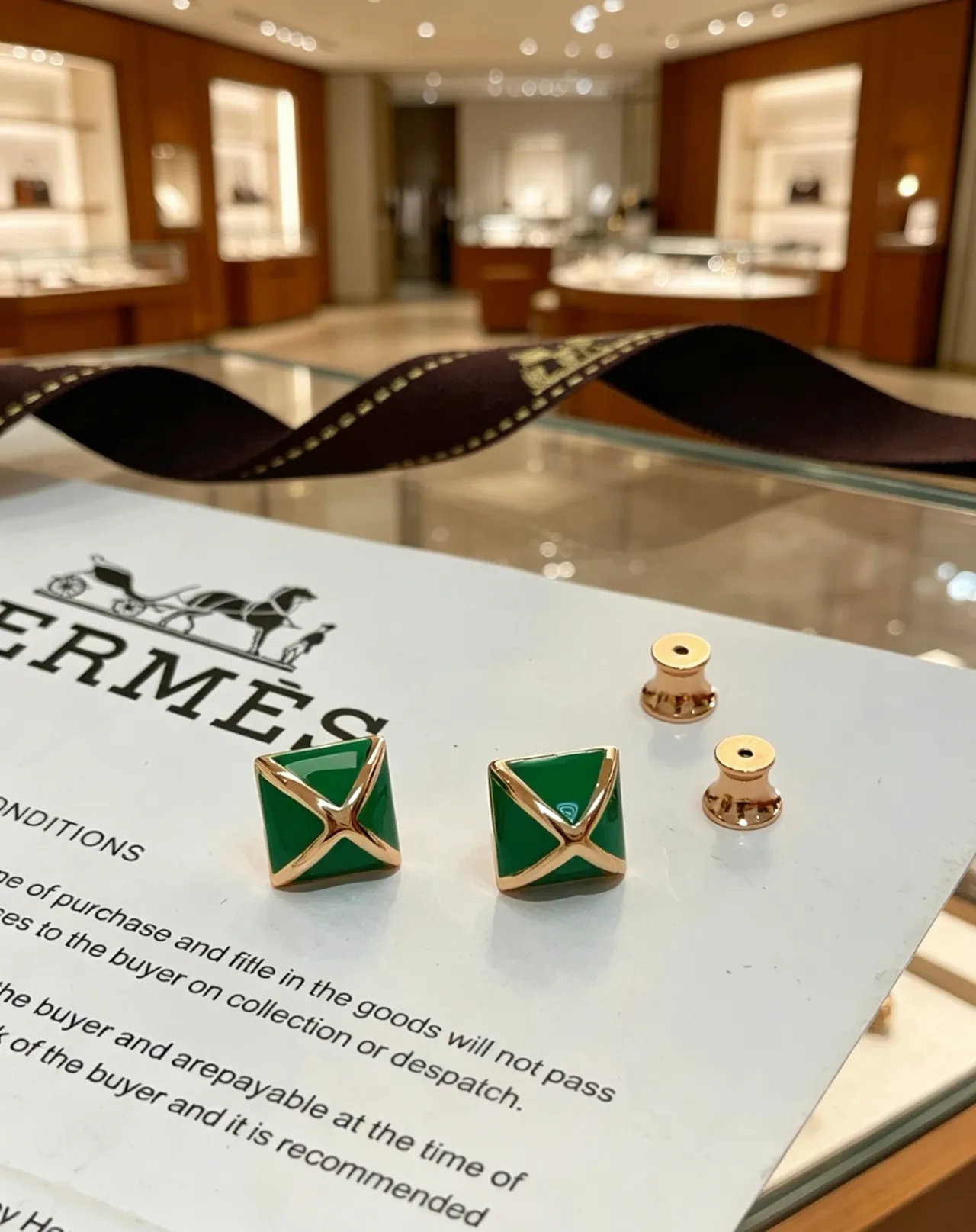 Hermès Green Enamel X-Frame Stud Earrings 7