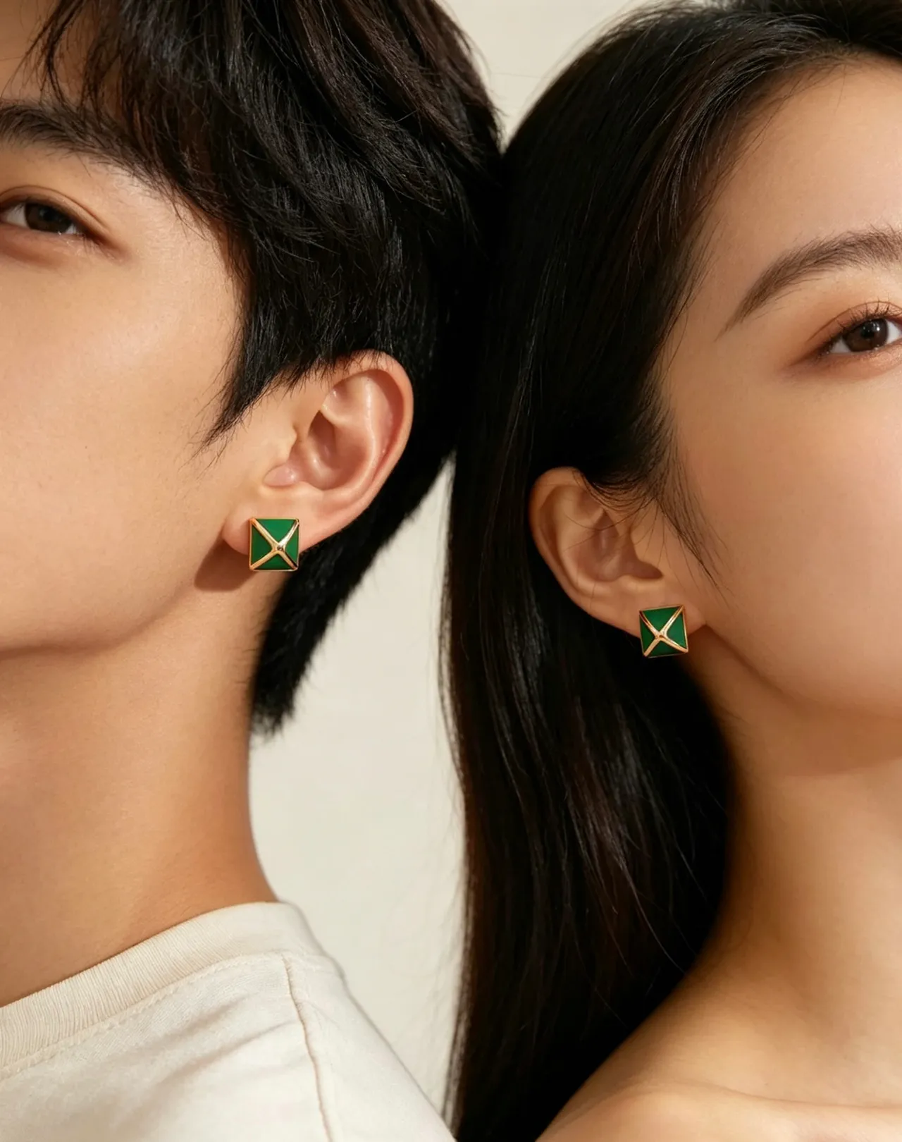 Hermès Green Enamel X-Frame Stud Earrings 9