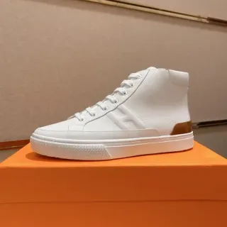 Hermès H Cut White and Tan High-Top Lifestyle Sneaker
