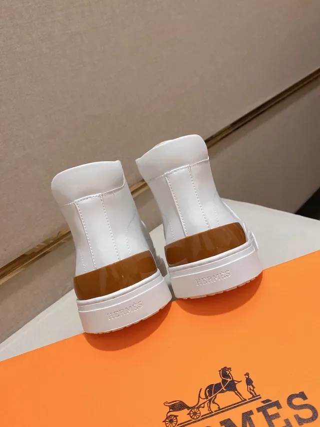 Hermès H Cut White and Tan High-Top Lifestyle Sneaker 3